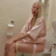A blonde girl is seen sitting on a toilet from a nice side view shitting & pissing while sitting on a toilet. Plops are clearly heard. She wipes her ass then cleans her toilet. No product is shown. 720P HD. Over 2 minutes.